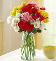 50-100 Blooms Of Assorted Spray Roses - 50 Blooms With Clear Vase