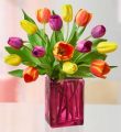 Radiant Tulip Bouquet + Free Vase - 15 Stems With Pink Vase