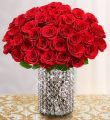 Diamonds And Rubies Bouquet In Crystal Vase