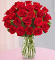 Romantic Red Roses - One & Two Dozen - Two Dozen With Clear Vase