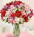 50-100 Blooms Of Peruvian Lilies - 100 Blooms With Clear Vase