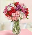 50-100 Blooms Of Peruvian Lilies - 50 Blooms With Clear Vase