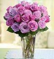 Passion For Purple Roses - 24 Stems With Clear Vase